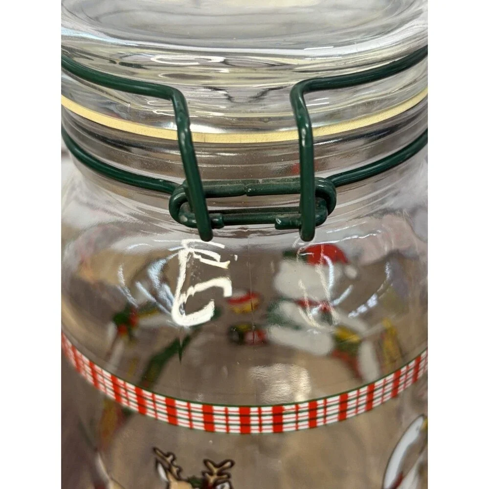 2 Christmas Goose Canisters Anchor Hocking Latching Lid Jars No. 9 Geese